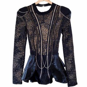 Dance Costume Black Jazz Embellished Size XS